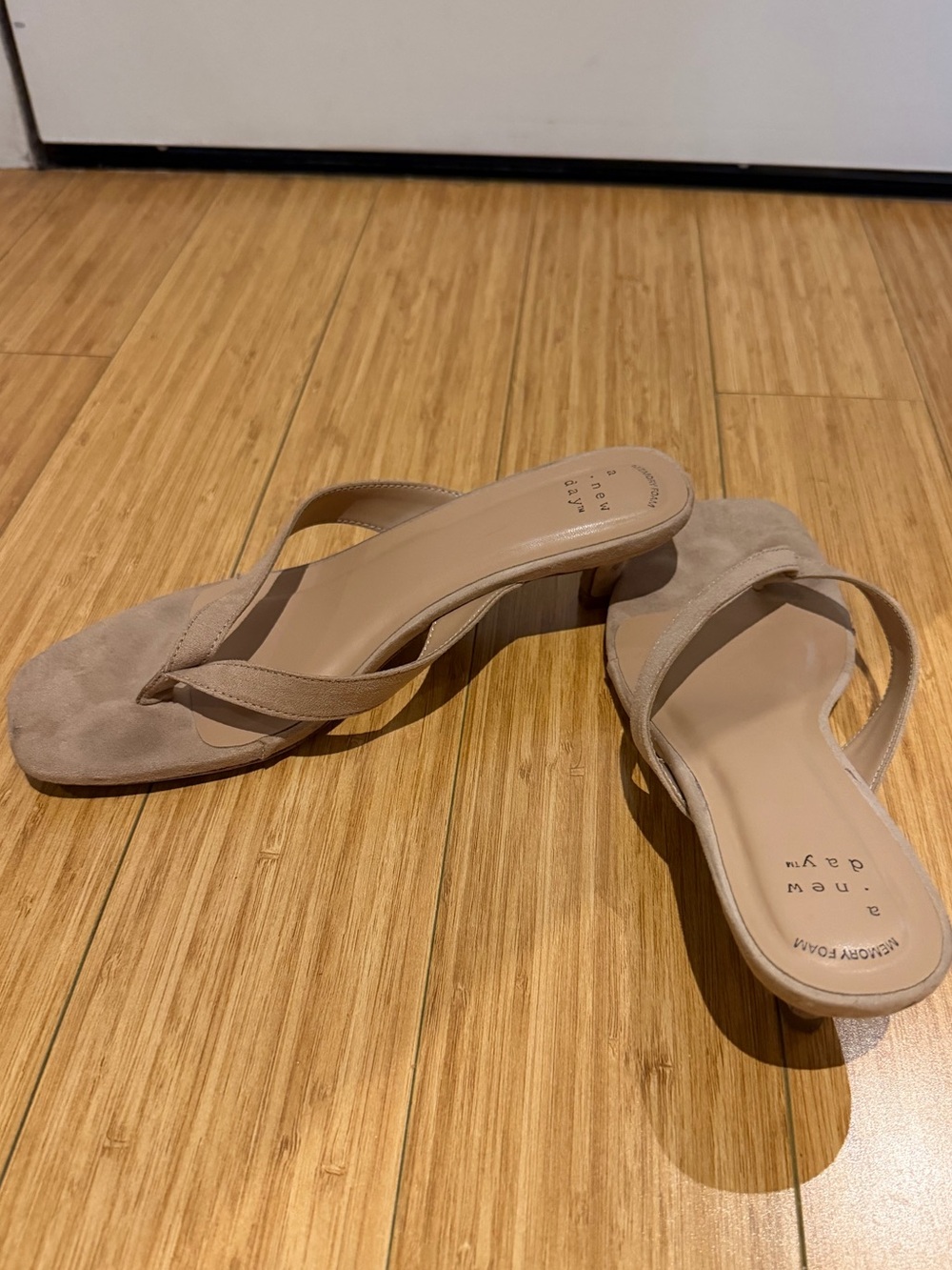 Nude suede kitten heel sandals